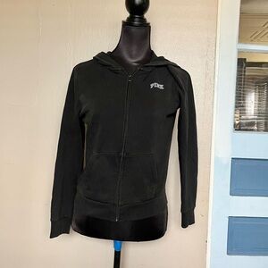 Y2k VS Pink black zip up logo hoodie sweater